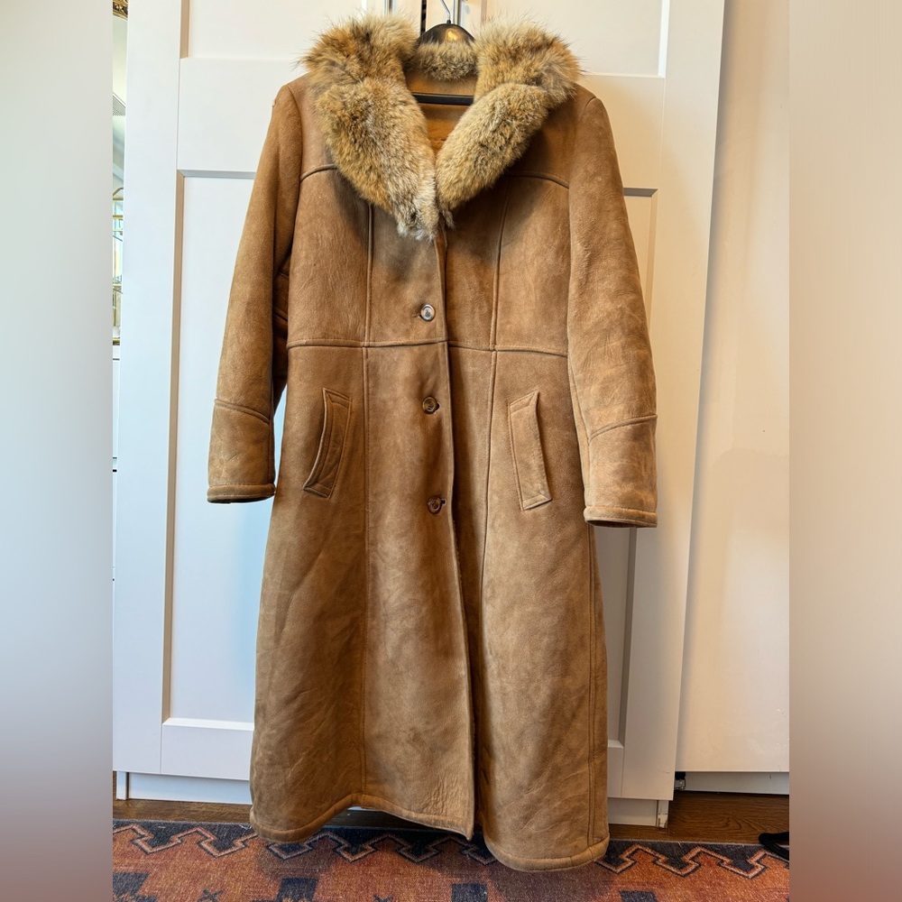 Vintage Cosa Nova suede & fur collar long coat